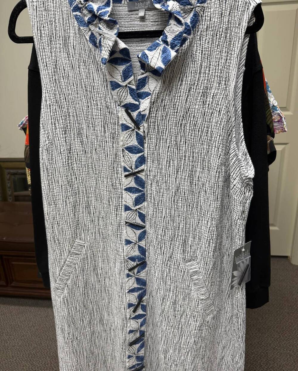 NEW HABITAT women's crinkle crepe floral mix dress in grey